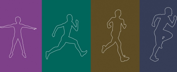 icônes aperçu diverses activités flat silhouette athlétique conception