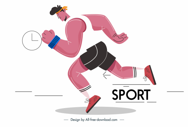 運動運動圖示動態慢跑者素描卡通設計