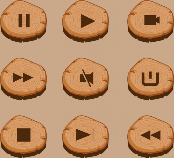 аудиовизуальных знак кнопки коллекции древесины орнамент