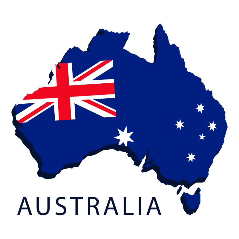 Peta Australia dengan Template Latar Belakang Bendera Sketsa 3D Modern