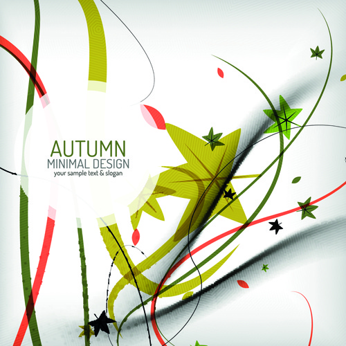 秋の抽象的な植物と葉のベクトルの背景