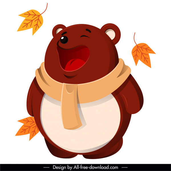 musim gugur ikon hewan bergaya lucu sketsa beruang