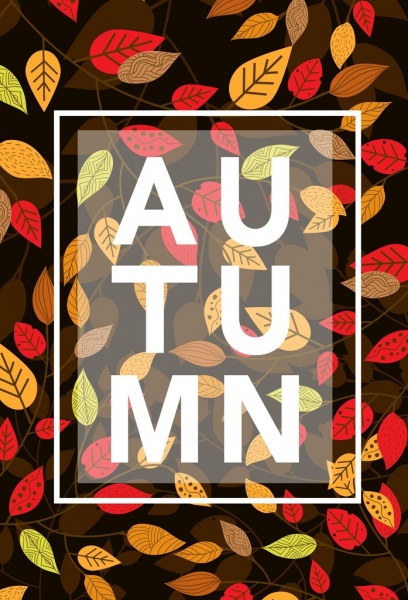 otoño fondo hoja de iconos multicolor oscuro diseño