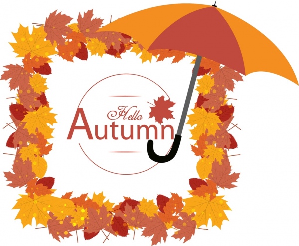 jesienią kolorowe tło suszone pozostawia klatki ozdoba parasol