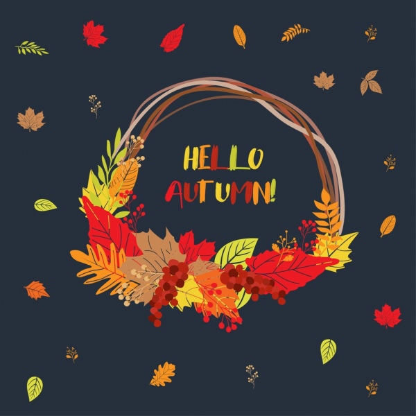 bunte Blätter im Herbst Hintergrund Tasche Symbol onament