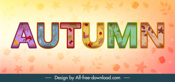 latar belakang musim gugur teks berwarna-warni elemen alam dekorasi