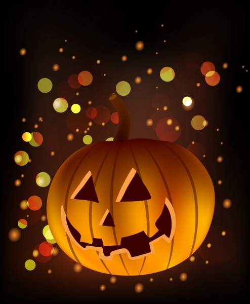 dekorasi musim gugur latar belakang horor labu ikon yang mengkilap bokeh