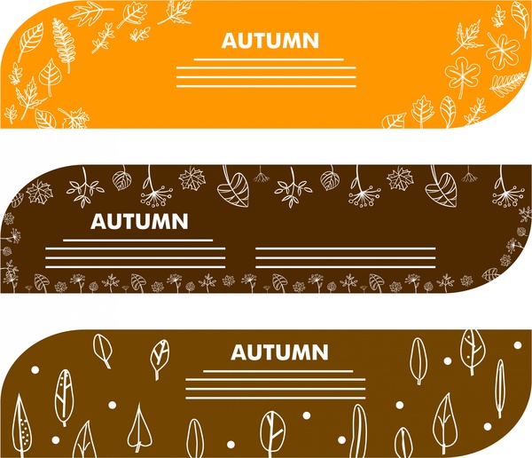 秋の装飾バナー セット葉と花のデザイン