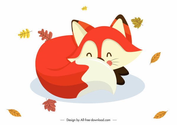 Herbst-Design-Element niedliche Cartoon Fuchs Skizze