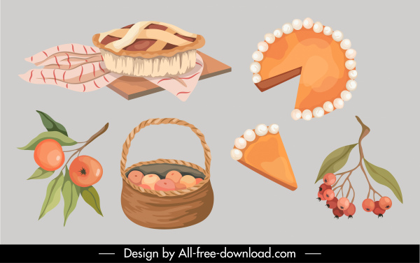 가을 디자인 요소 캠핑 파이 과일 스케치