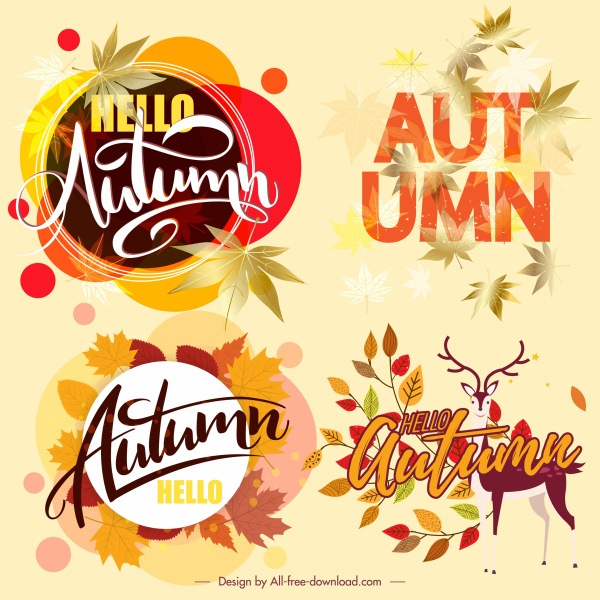 elementi di design autunno foglie colorate arredamento calligrafico