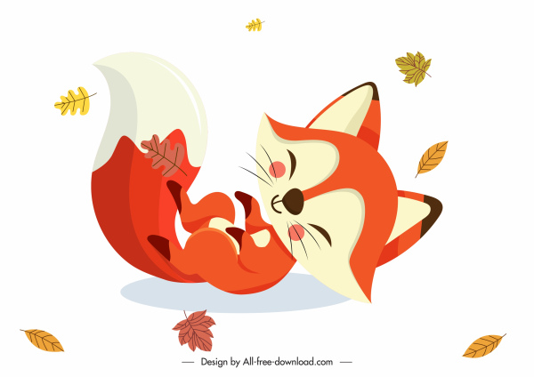 가을 여우 아이콘 귀여운 만화 캐릭터 장난 스케치