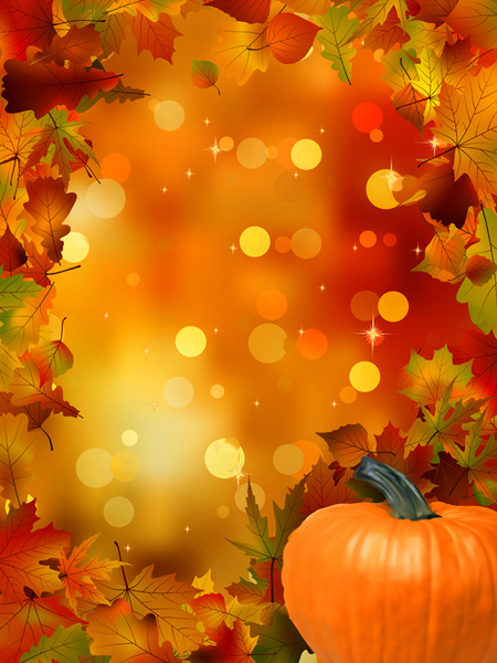 musim gugur daun dan labu halation latar belakang vektor