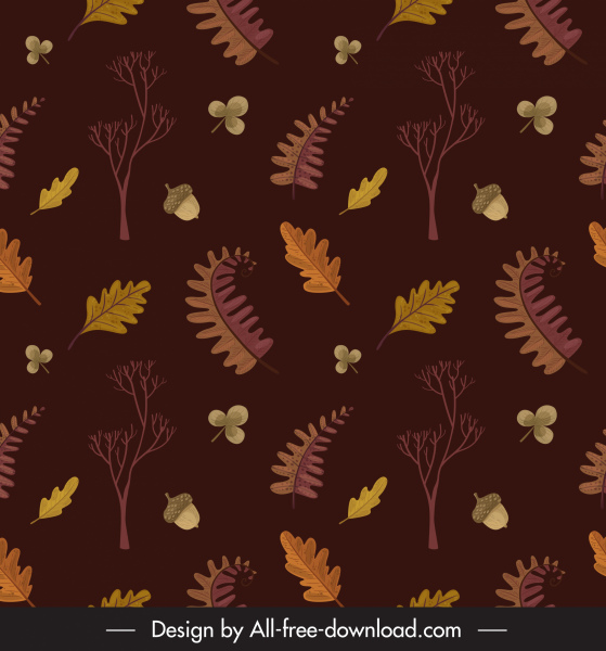 Herbst-Muster-Vorlage dunkle klassische Natur Elemente Dekor