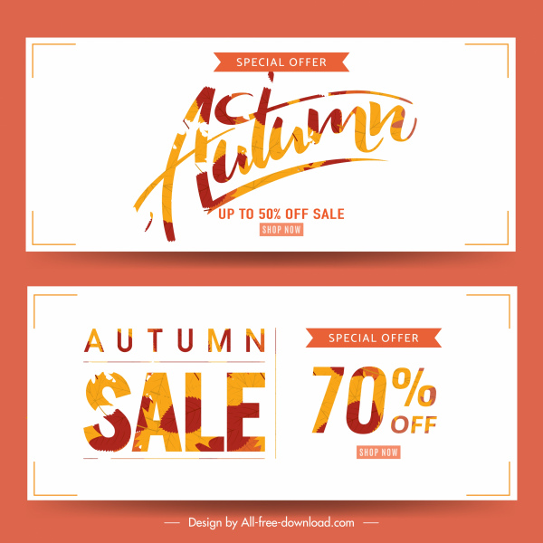 outono modelos de pôster de venda brilhante decoração de textos de folhas brilhantes