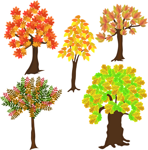 Осеннее дерево иконки вектор