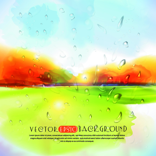 Autumn Watercolor Vector Background