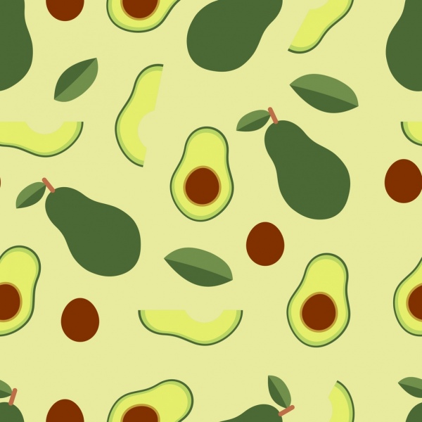 Avocado nền xanh trang trí phẳng lặp đi lặp lại
