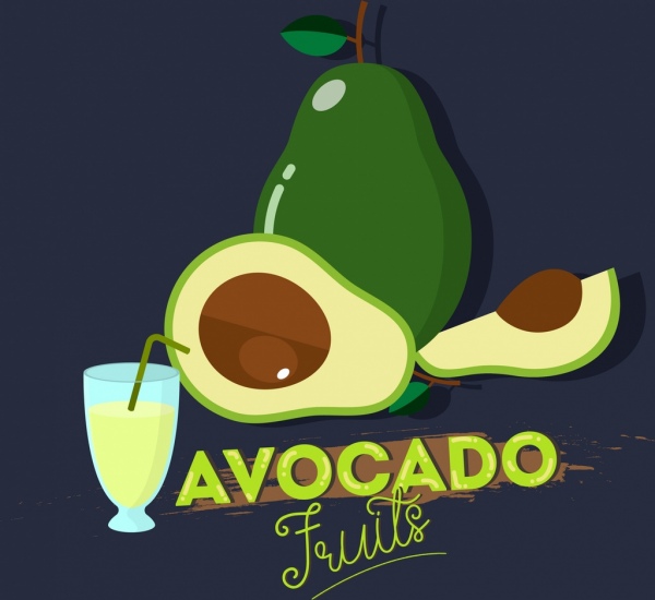 succo di frutta di avocado pubblicità icona calligrafia design