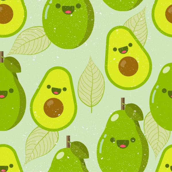 awokado owoców tło zielone wzór ikony stylizowane płaskie