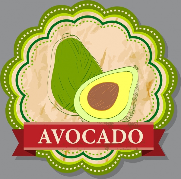 avocado-logotyp grüner kreis skizze hand gezeichneter stil