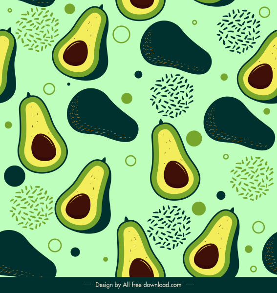Avocado-Muster Vorlage flache Skizze klassische Wiederholung