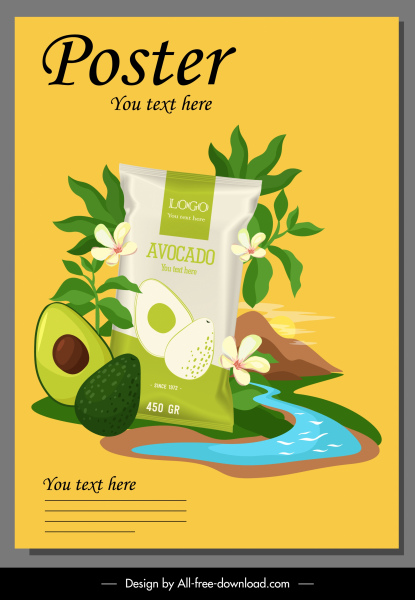 авокадо продукт рекламный плакат яркий красочный элегантный декор