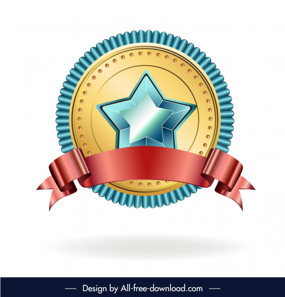 Médaille de récompense modèle élégant cercle étoile ruban décor
