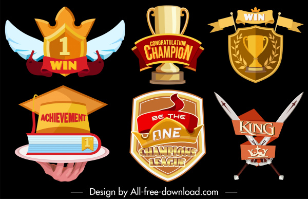 prêmios ícones modernos coloridos design 3d