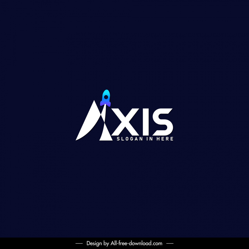 AXIS-Logo Stilisierte Texte Raumfahrzeugskizze