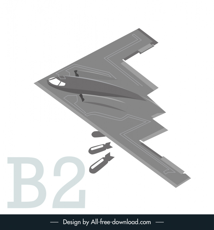 B2 Bomber Pesawat Ikon 3D Sketsa Modern