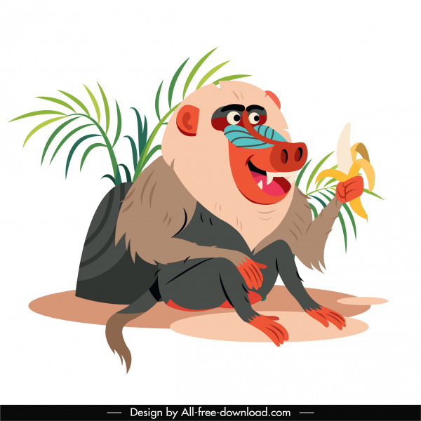 babuino animal pintura coloreado dibujo de dibujos animados boceto