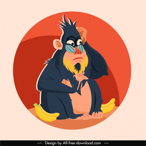 개코원숭이 아이콘 재미있는 만화 캐릭터 스케치