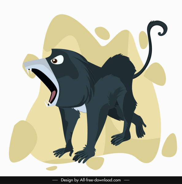 icono de primate de babuino agresivo gesto diseño de personajes de dibujos animados