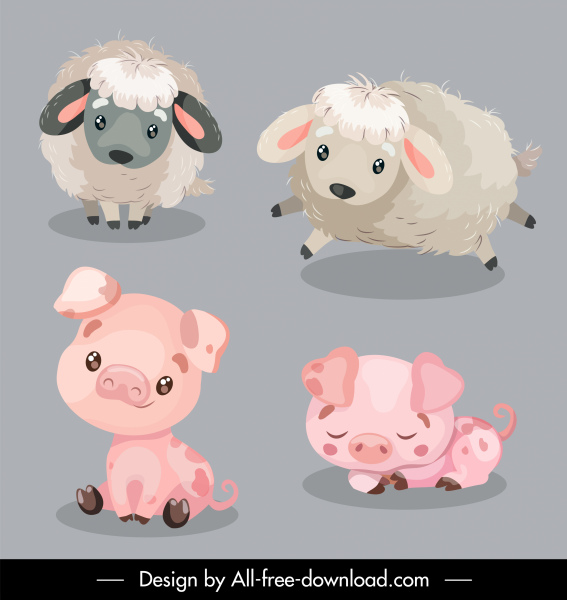 детеныши животных иконки овец свиньи виды эскиз