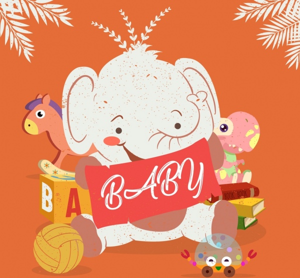 嬰兒背景大象玩具圖示彩色卡通