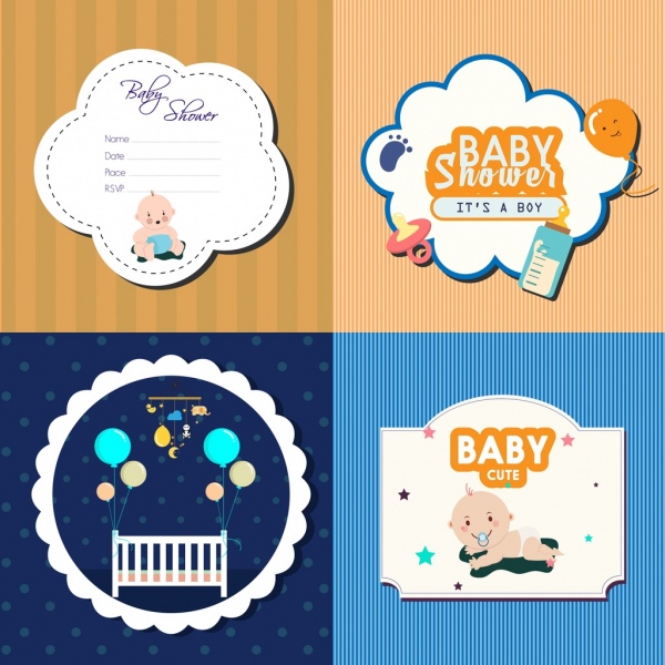 insignias de bebé colección varias formas decorativas planas