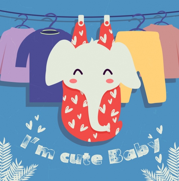 bayi banner tergantung pakaian gajah ikon