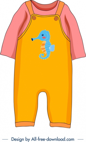 赤ちゃん服テンプレート タツノオトシゴ アイコン装飾