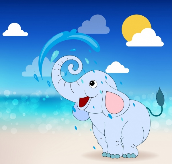 Baby Elephant Drawing Colored Cartoon Design-vector Cartoon-free Vector  Free Download