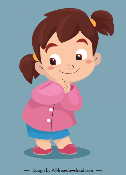Baby-Mädchen-Symbol süße Cartoon-Charakter-Skizze