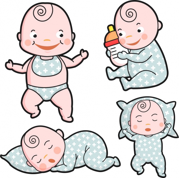 bébé icônes collection caractères de dessin animé mignon