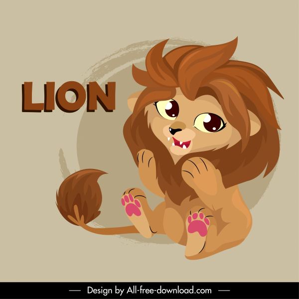 Baby Löwe Symbol niedliche Cartoon-Charakter-Skizze