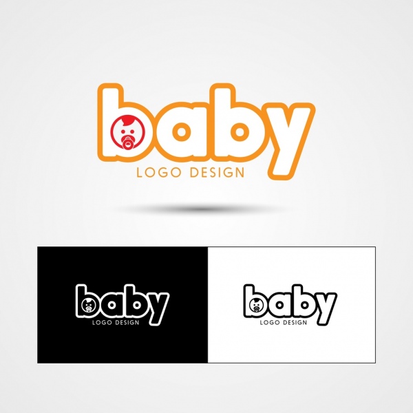 طفل logotype النصوص أيقونة مجموعة للأطفال تصميم