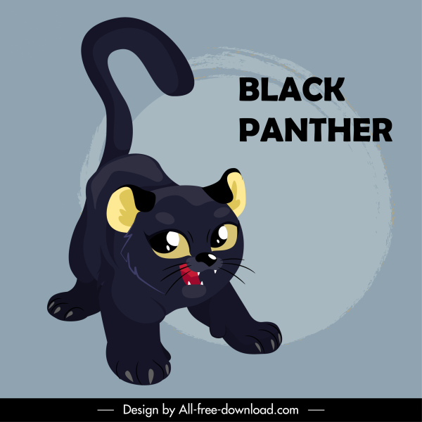sketsa karakter kartun ikon baby panther