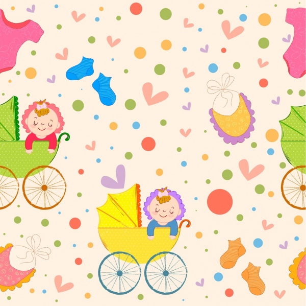 bayi anak pola troli ikon lucu warna-warni dekorasi