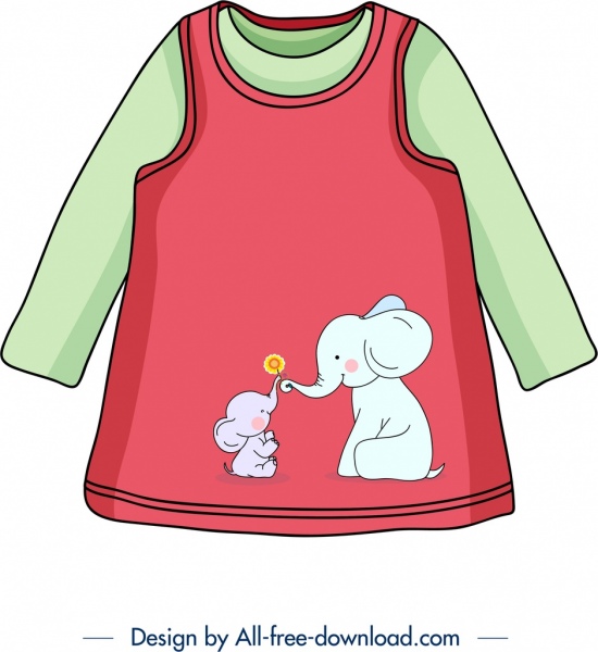 赤ちゃんのシャツ テンプレートかわいい象アイコン装飾