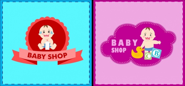 Магазин Детские логотипы милый парень значок