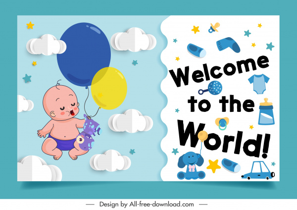 baby shower latar belakang lucu anak bermimpi elemen dekorasi