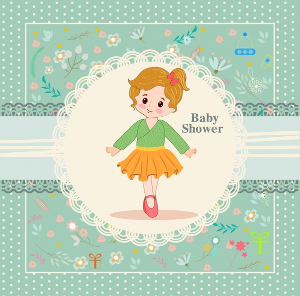 bebê chuveiro banner menina ícone clássico flores ornamentais